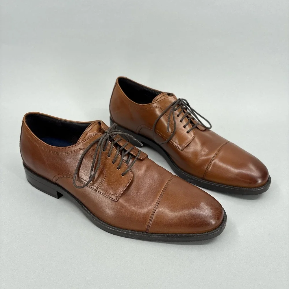 Cole Haan Shoes Mens 9.5 Brown Leather Cap Toe Derby Dress Grand.OS C34138